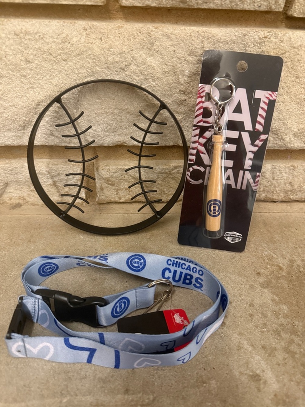 Light Blue Kids Lanyard with Bat Keychain
